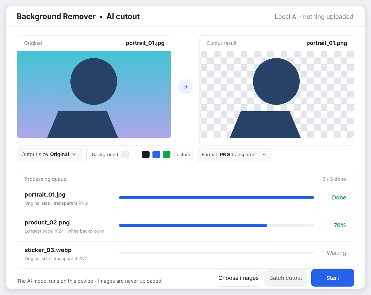Background Remover desktop app on Windows
